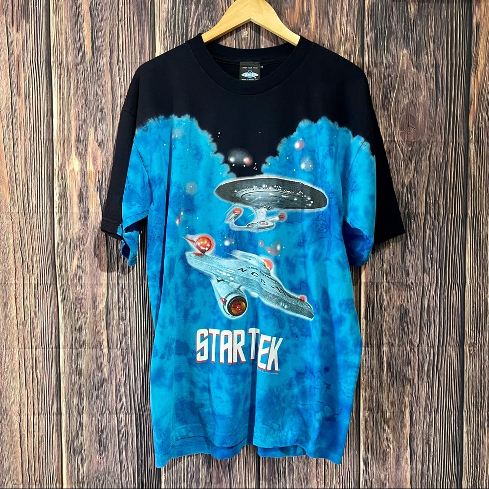 Vintage 1999 Star Trek T Shirt Size L Tie Dye all over 90s shirt